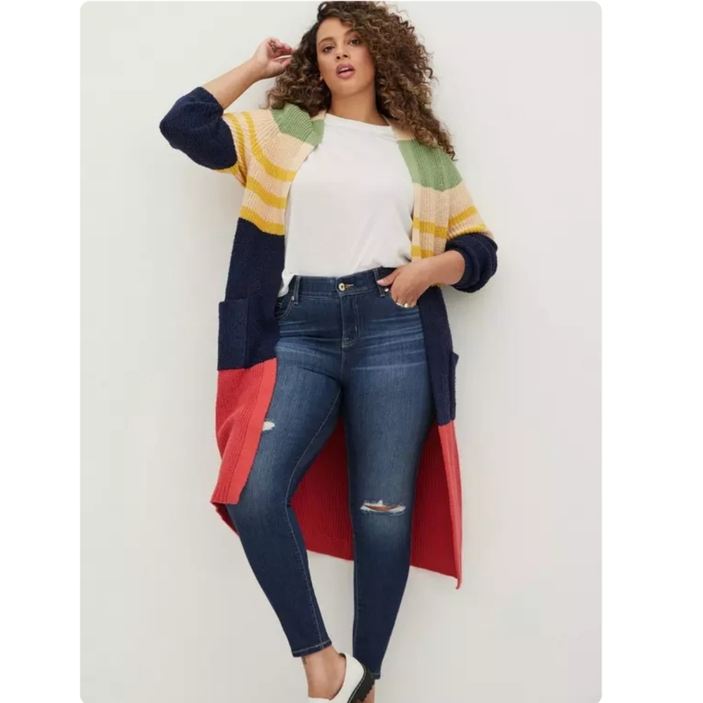 Torrid Colorblock Long Cardigan